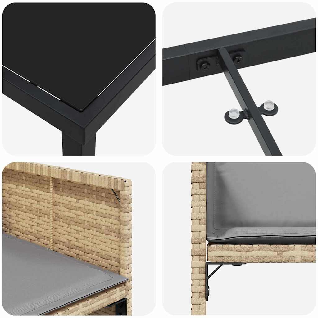 Ensemble de salle à manger pour jardin 5 pcs Beige polyrotin - XIOS