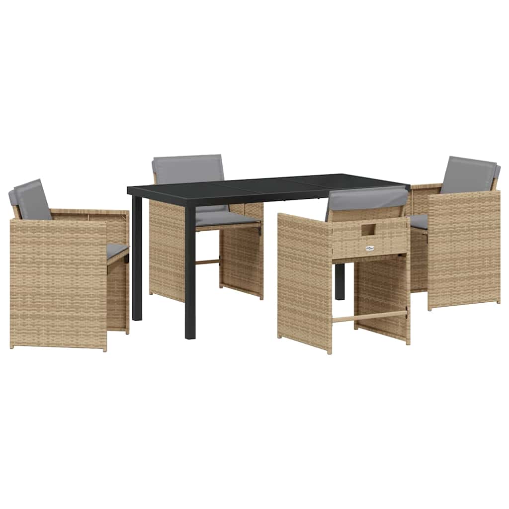 Ensemble de salle à manger pour jardin 5 pcs Beige polyrotin - XIOS