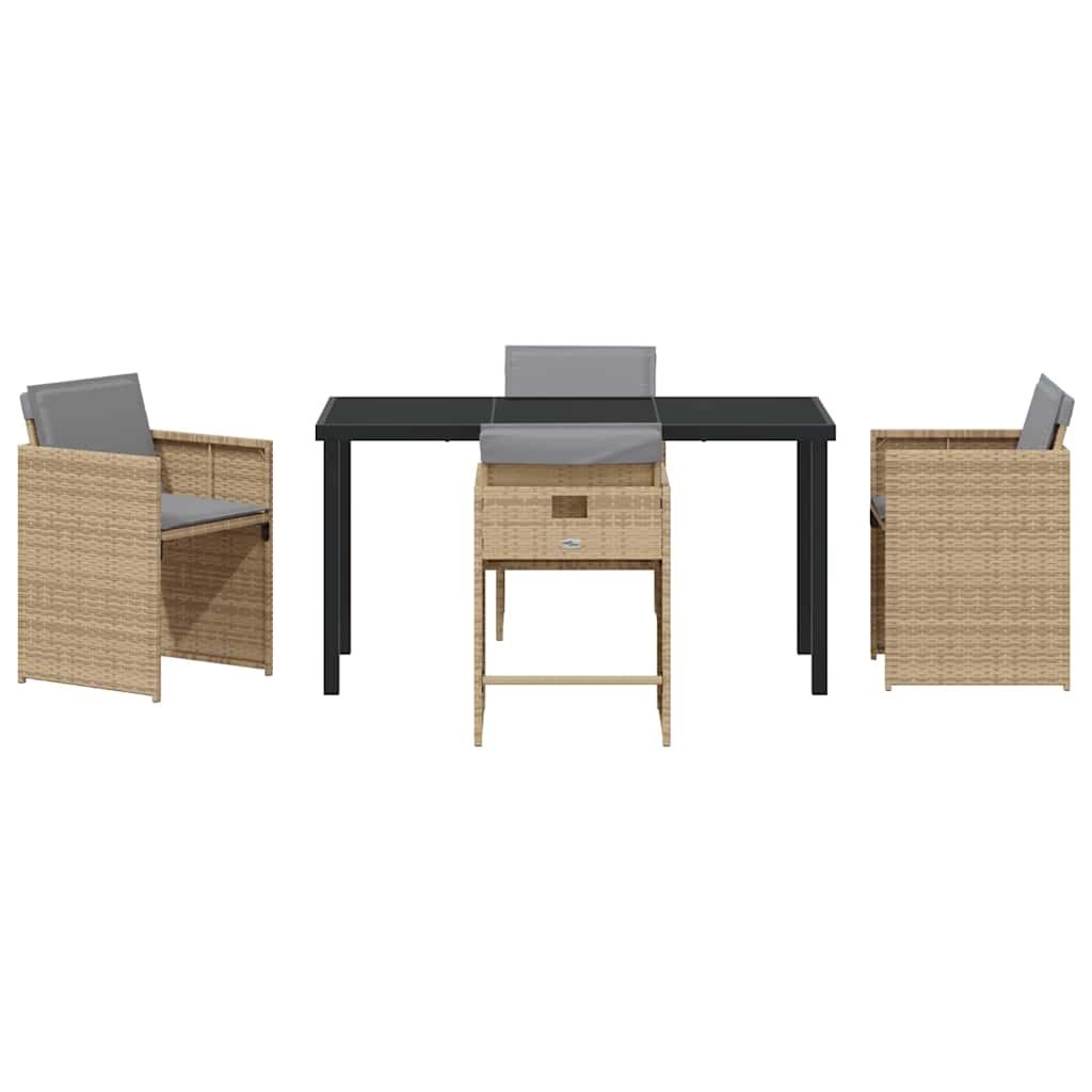 Ensemble de salle à manger pour jardin 5 pcs Beige polyrotin - XIOS