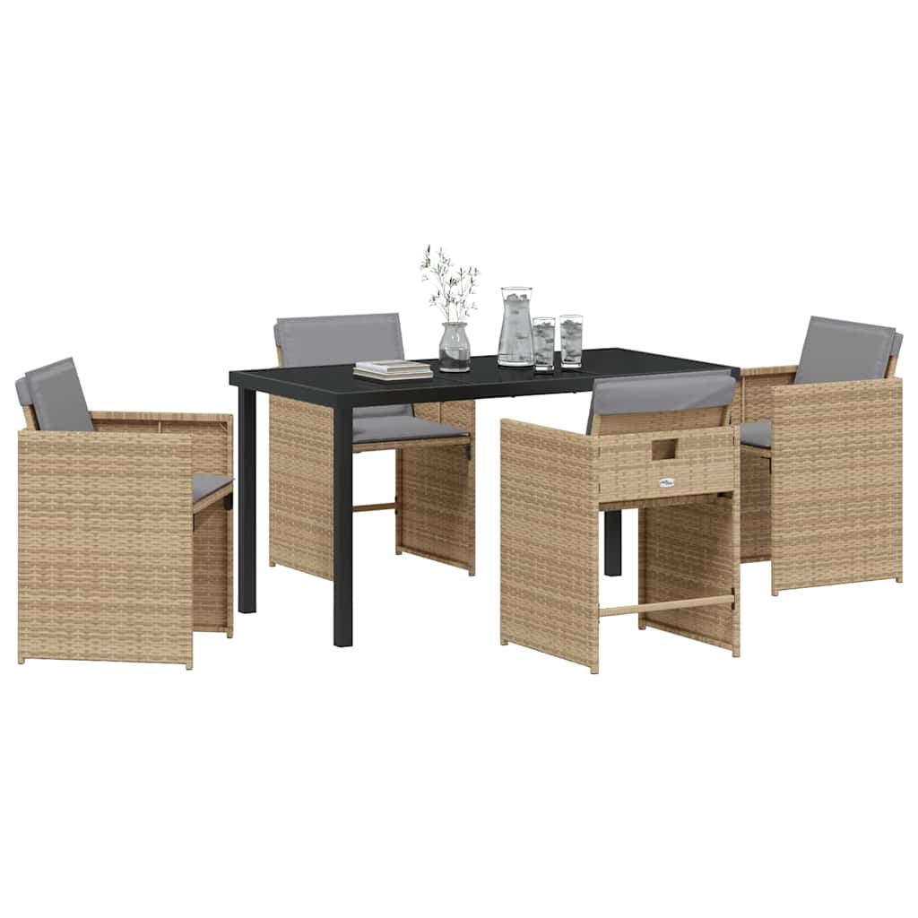 Ensemble de salle à manger pour jardin 5 pcs Beige polyrotin - XIOS