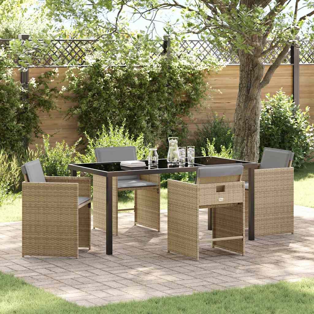 Ensemble de salle à manger pour jardin 5 pcs Beige polyrotin - XIOS