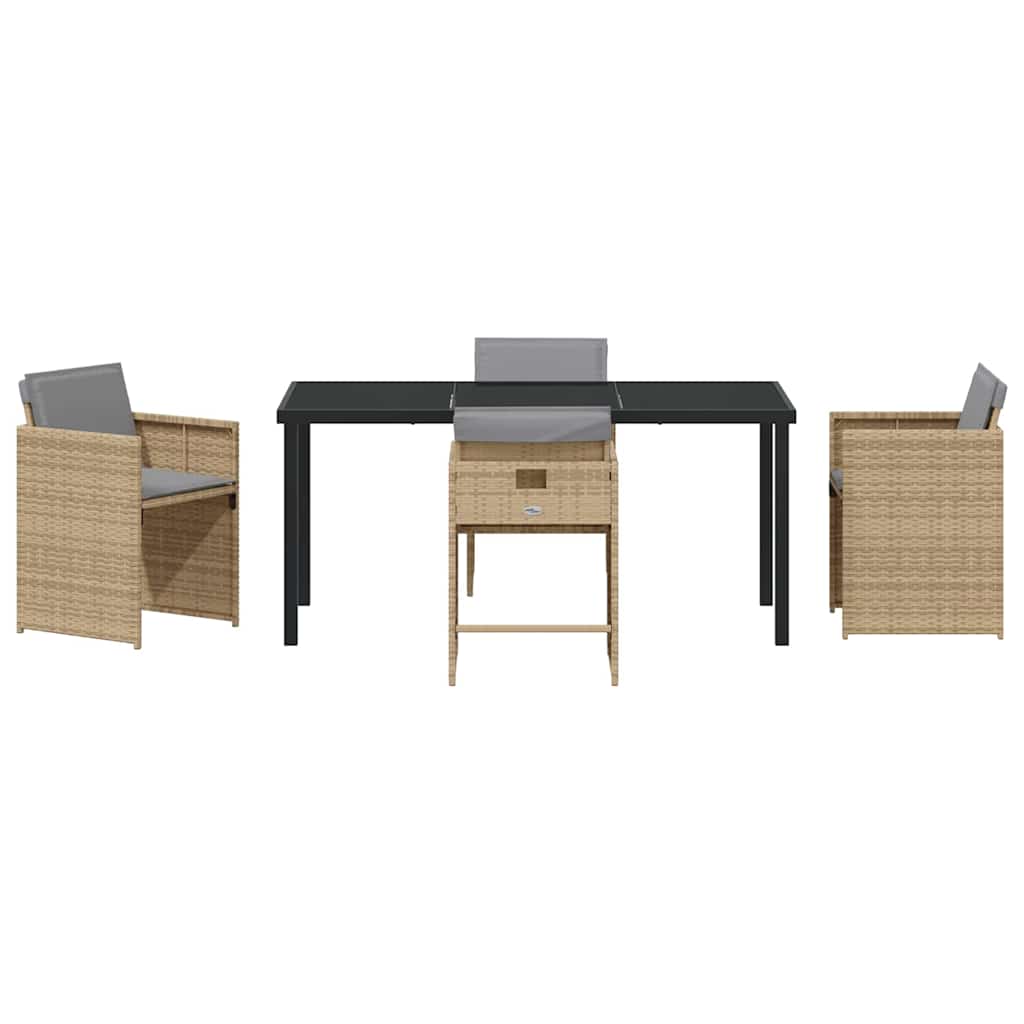 Ensemble de salle à manger pour jardin 5 pcs Beige polyrotin - XIOS
