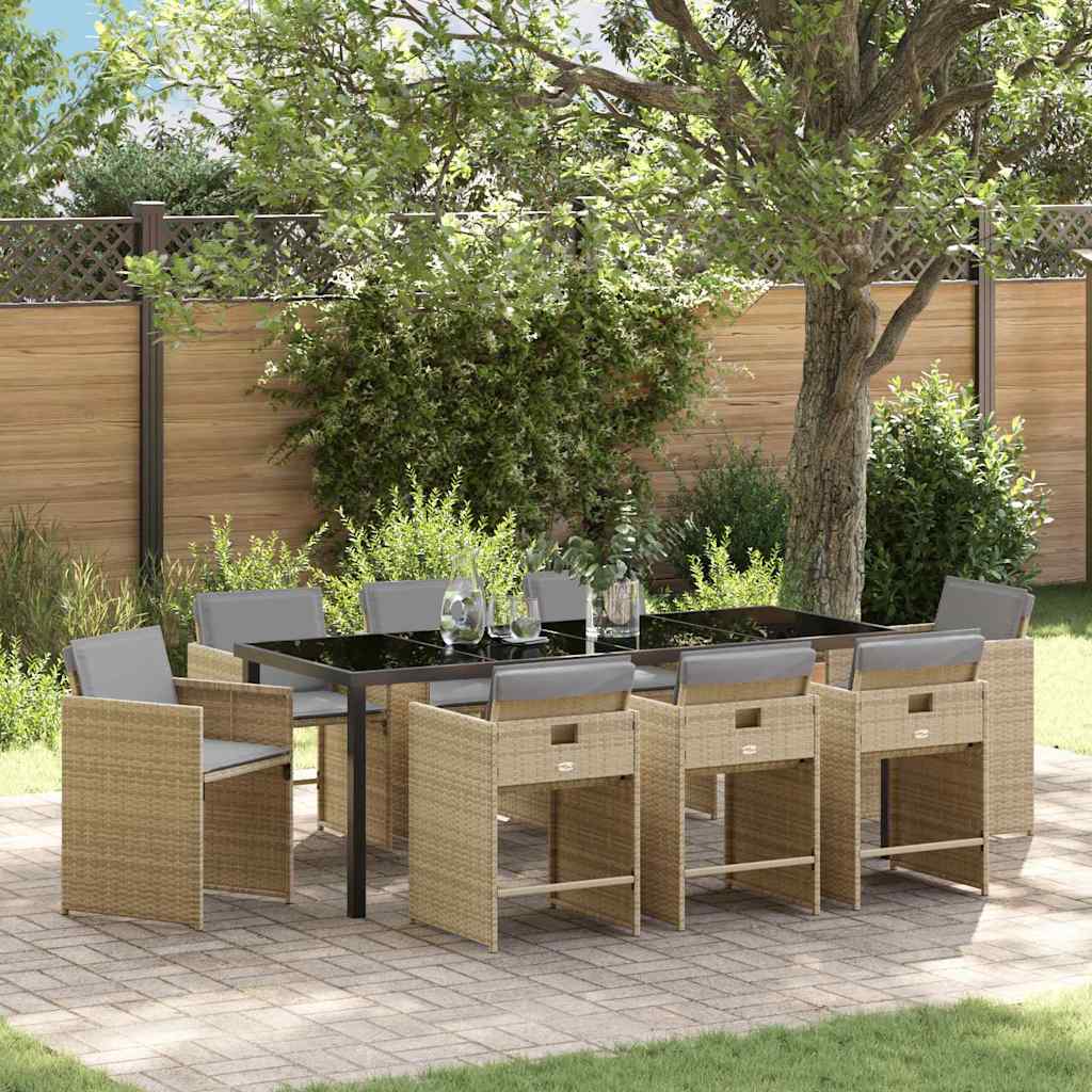 Ensemble de salle à manger pour jardin 9 pcs Beige polyrotin - XIOS