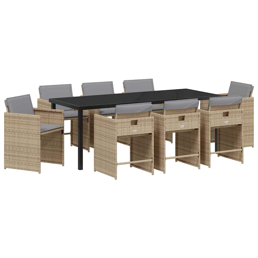Ensemble de salle à manger pour jardin 9 pcs Beige polyrotin - XIOS