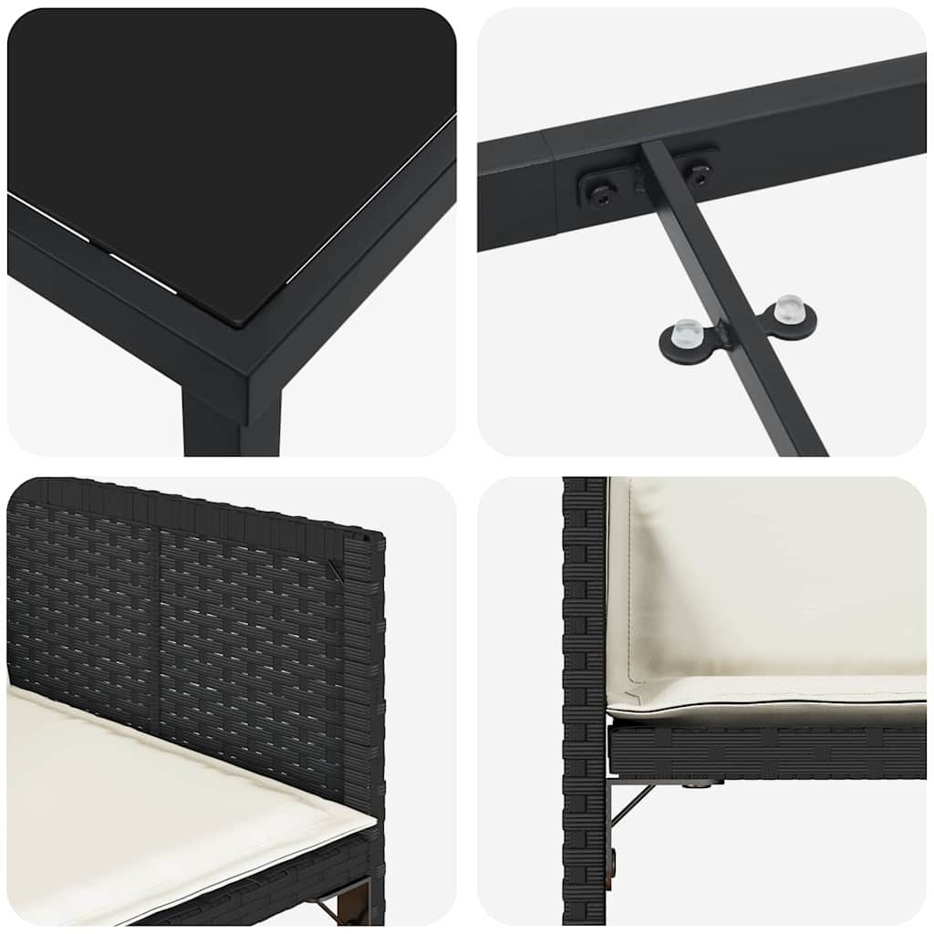 Ensemble de salle à manger pour jardin 9 pcs Noir polyrotin - XIOS