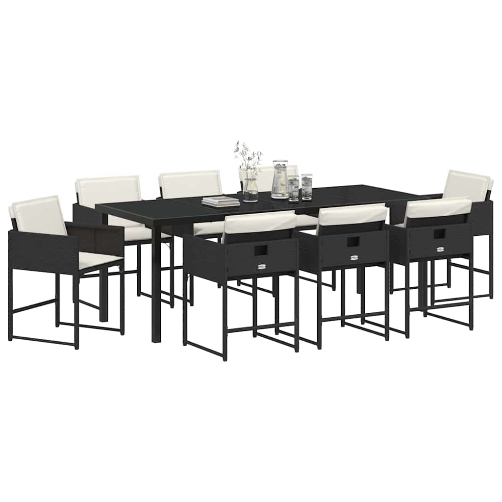 Ensemble de salle à manger pour jardin 9 pcs Noir polyrotin - XIOS