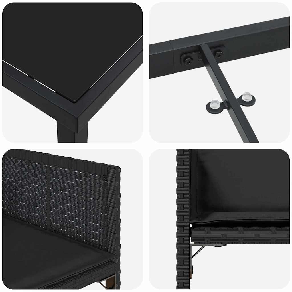 Ensemble de salle à manger pour jardin 5 pcs Noir polyrotin - XIOS