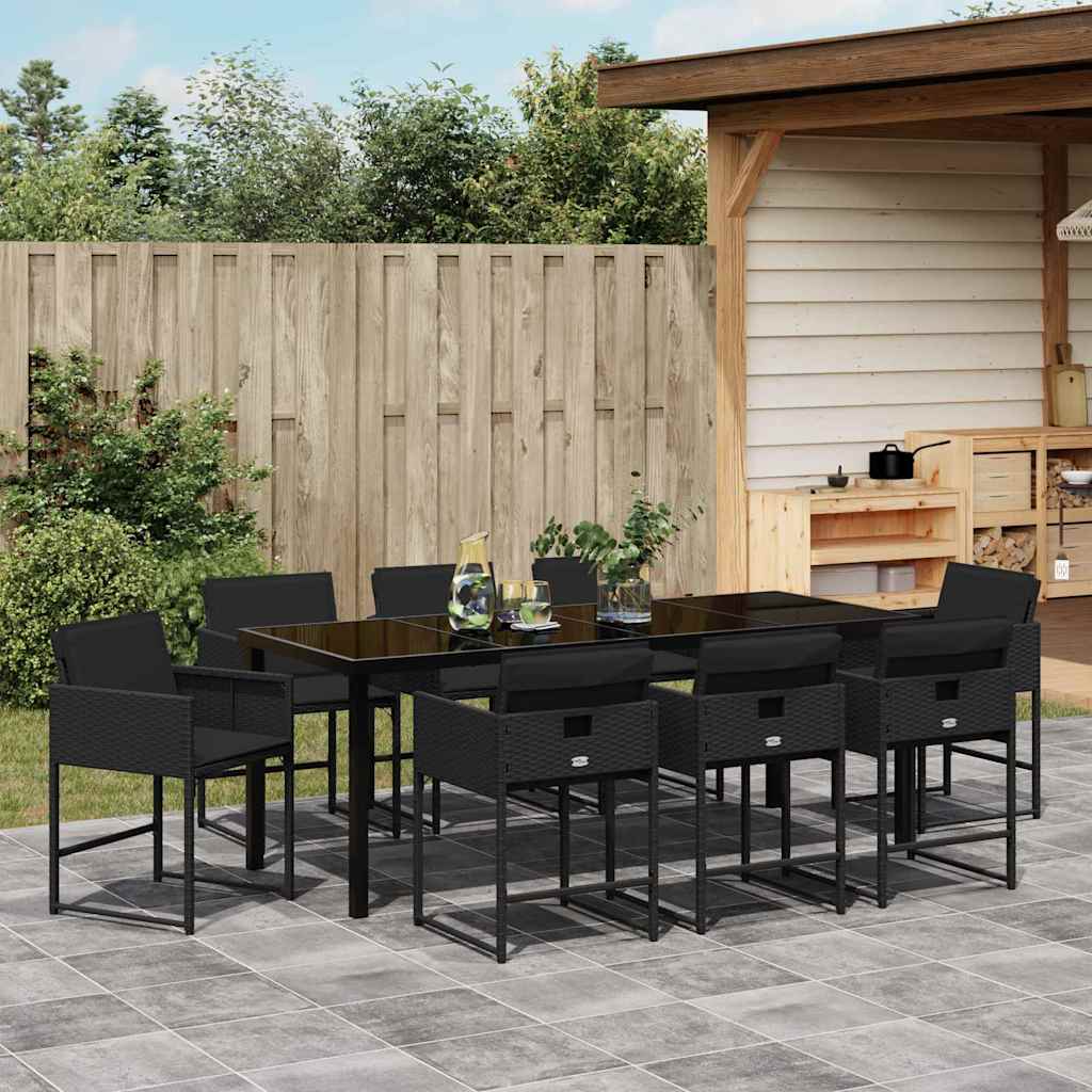 Ensemble de salle à manger pour jardin 9 pcs Noir polyrotin - XIOS