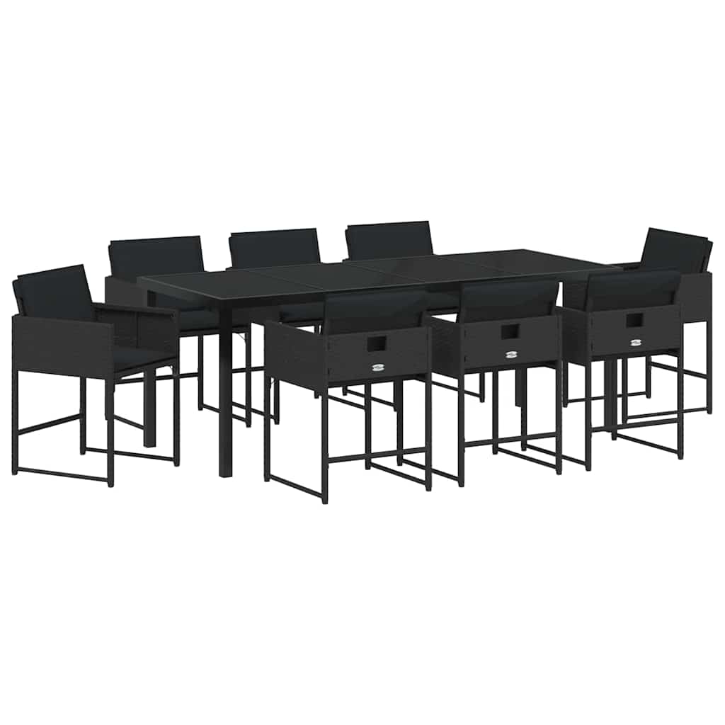 Ensemble de salle à manger pour jardin 9 pcs Noir polyrotin - XIOS