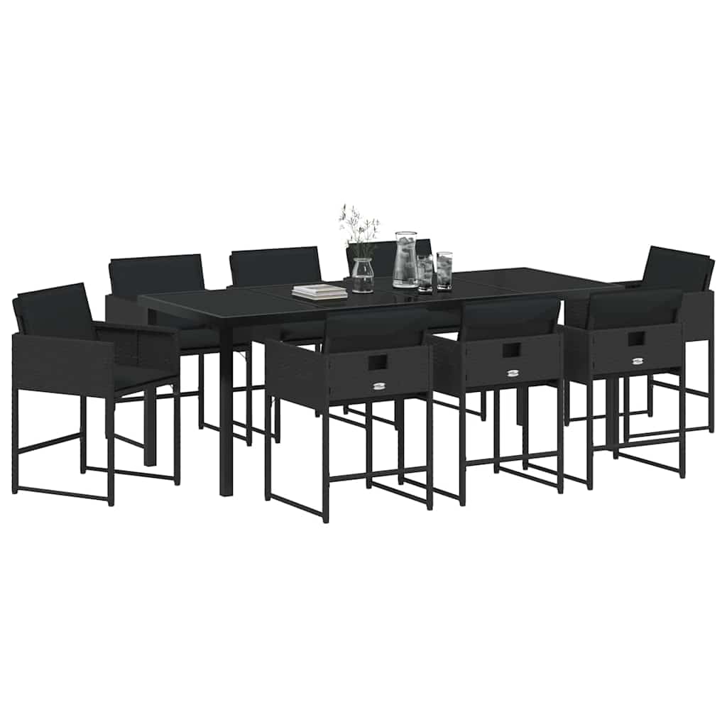Ensemble de salle à manger pour jardin 9 pcs Noir polyrotin - XIOS