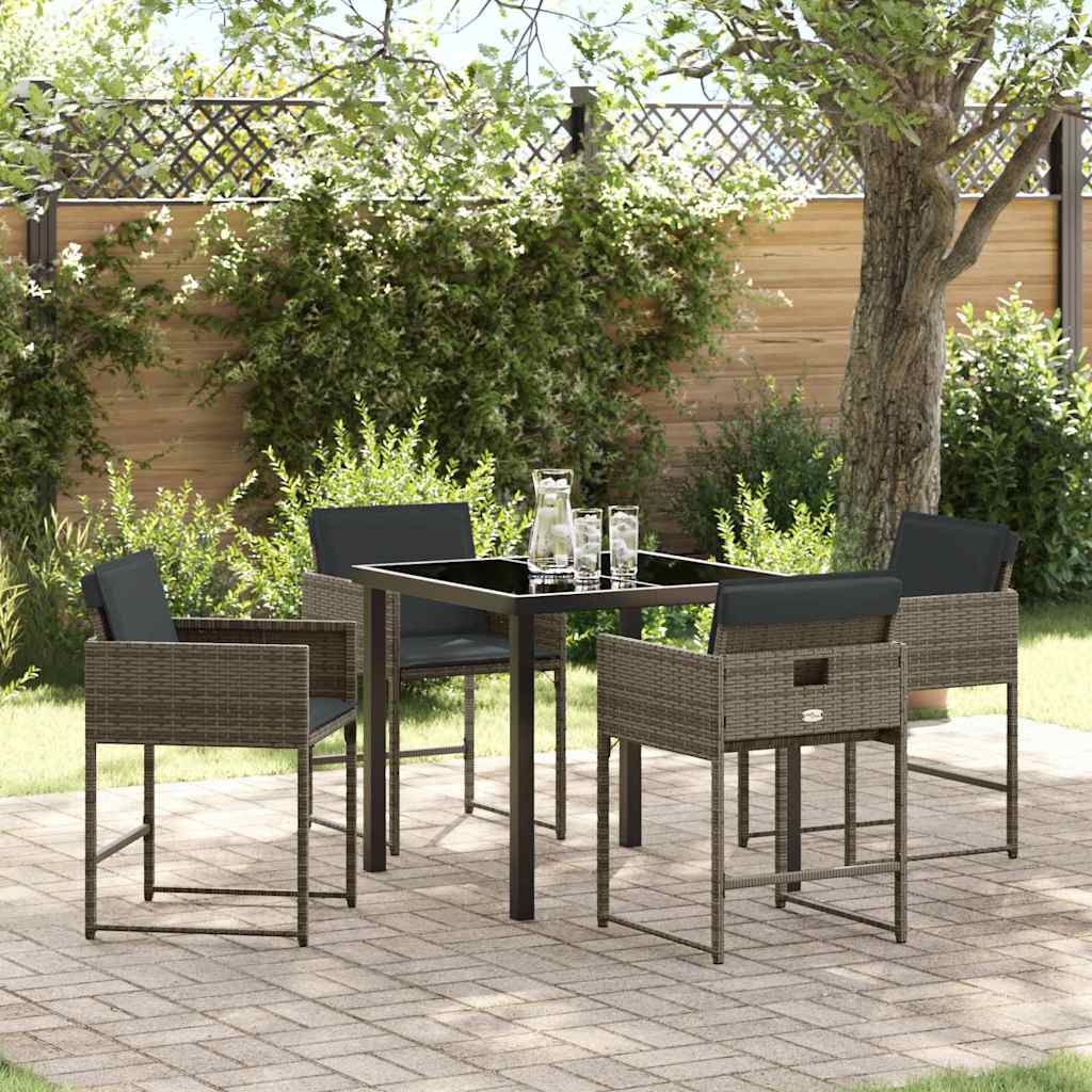 Ensemble de salle à manger pour jardin 5 pcs Gris polyrotin - XIOS