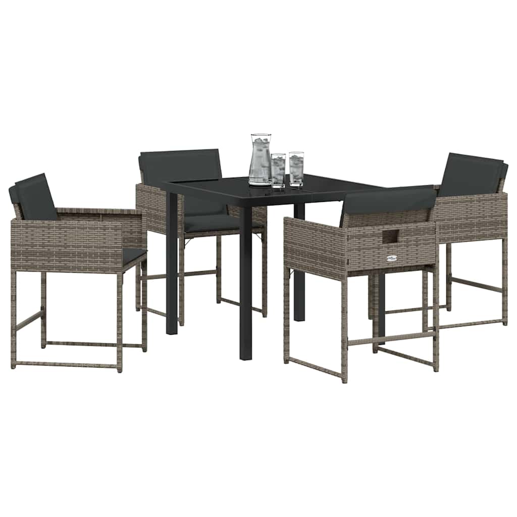 Ensemble de salle à manger pour jardin 5 pcs Gris polyrotin - XIOS
