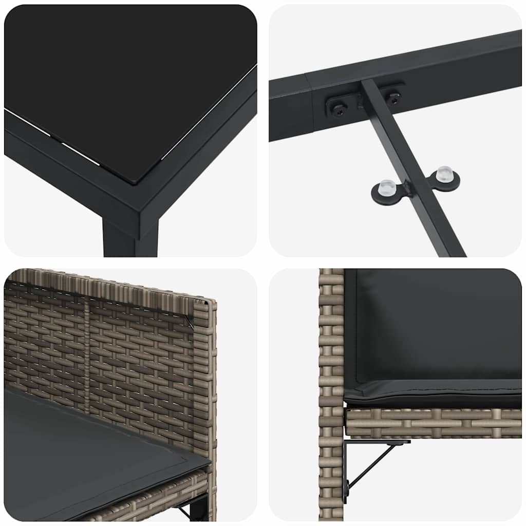 Ensemble de salle à manger pour jardin 5 pcs Gris polyrotin - XIOS