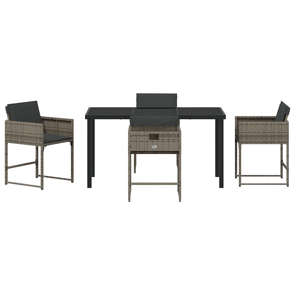 Ensemble de salle à manger pour jardin 5 pcs Gris polyrotin - XIOS