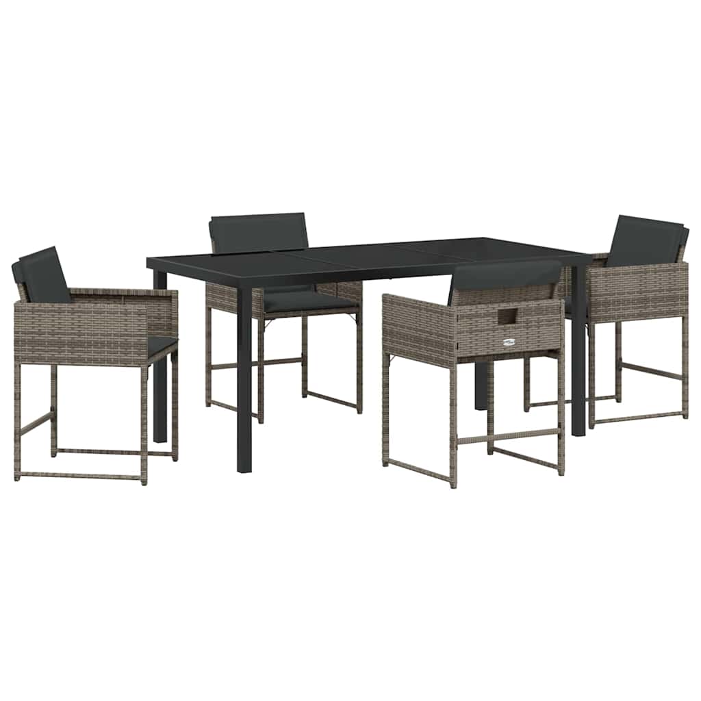 Ensemble de salle à manger pour jardin 5 pcs Gris polyrotin - XIOS