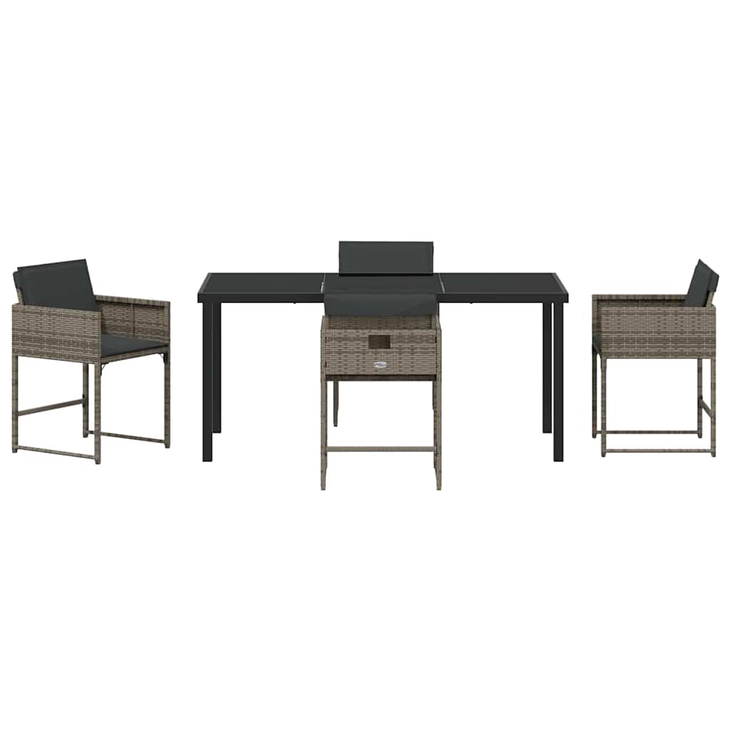 Ensemble de salle à manger pour jardin 5 pcs Gris polyrotin - XIOS