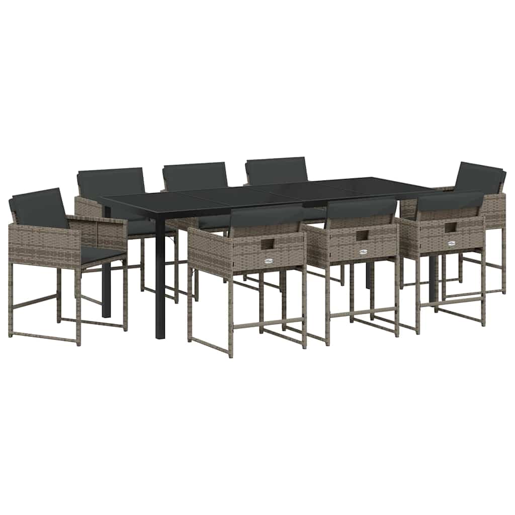 Ensemble de salle à manger pour jardin 9 pcs Gris polyrotin - XIOS