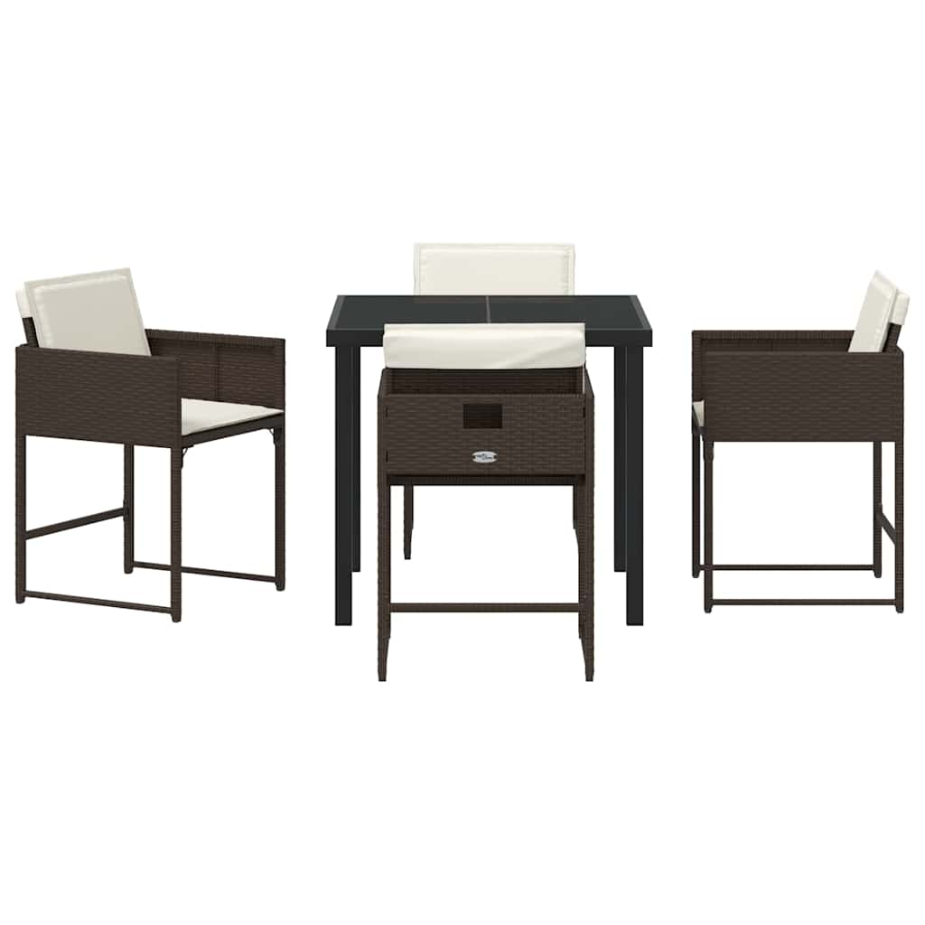 Ensemble de salle à manger pour jardin 5 pcs Marron polyrotin - XIOS