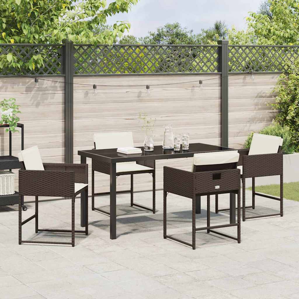 Ensemble de salle à manger pour jardin 5 pcs Marron polyrotin - XIOS
