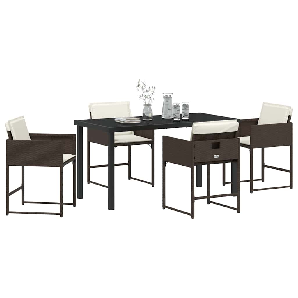 Ensemble de salle à manger pour jardin 5 pcs Marron polyrotin - XIOS