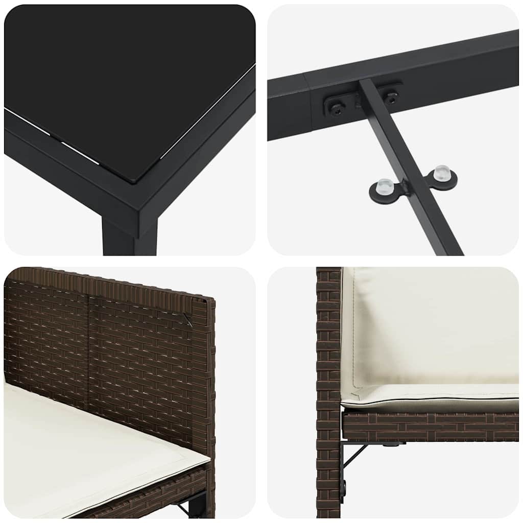 Ensemble de salle à manger pour jardin 5 pcs Marron polyrotin - XIOS