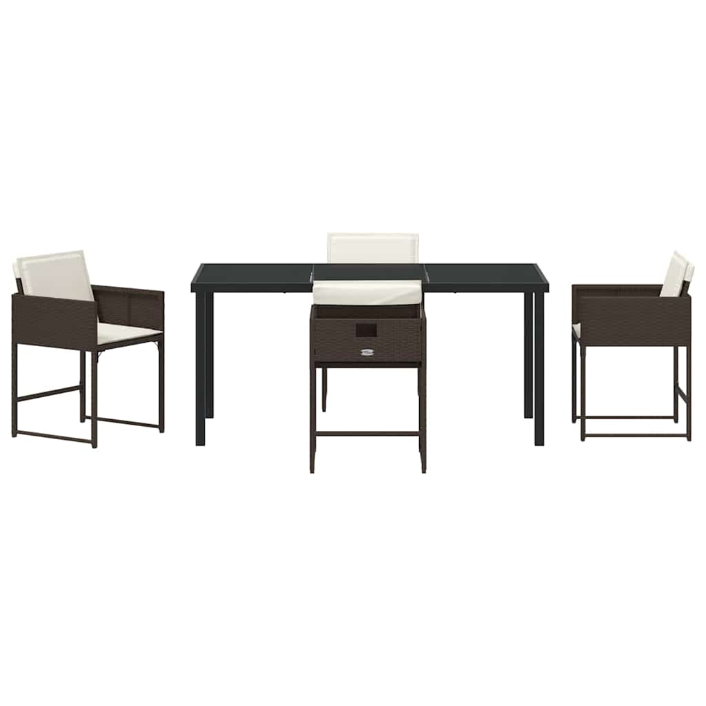 Ensemble de salle à manger pour jardin 5 pcs Marron polyrotin - XIOS