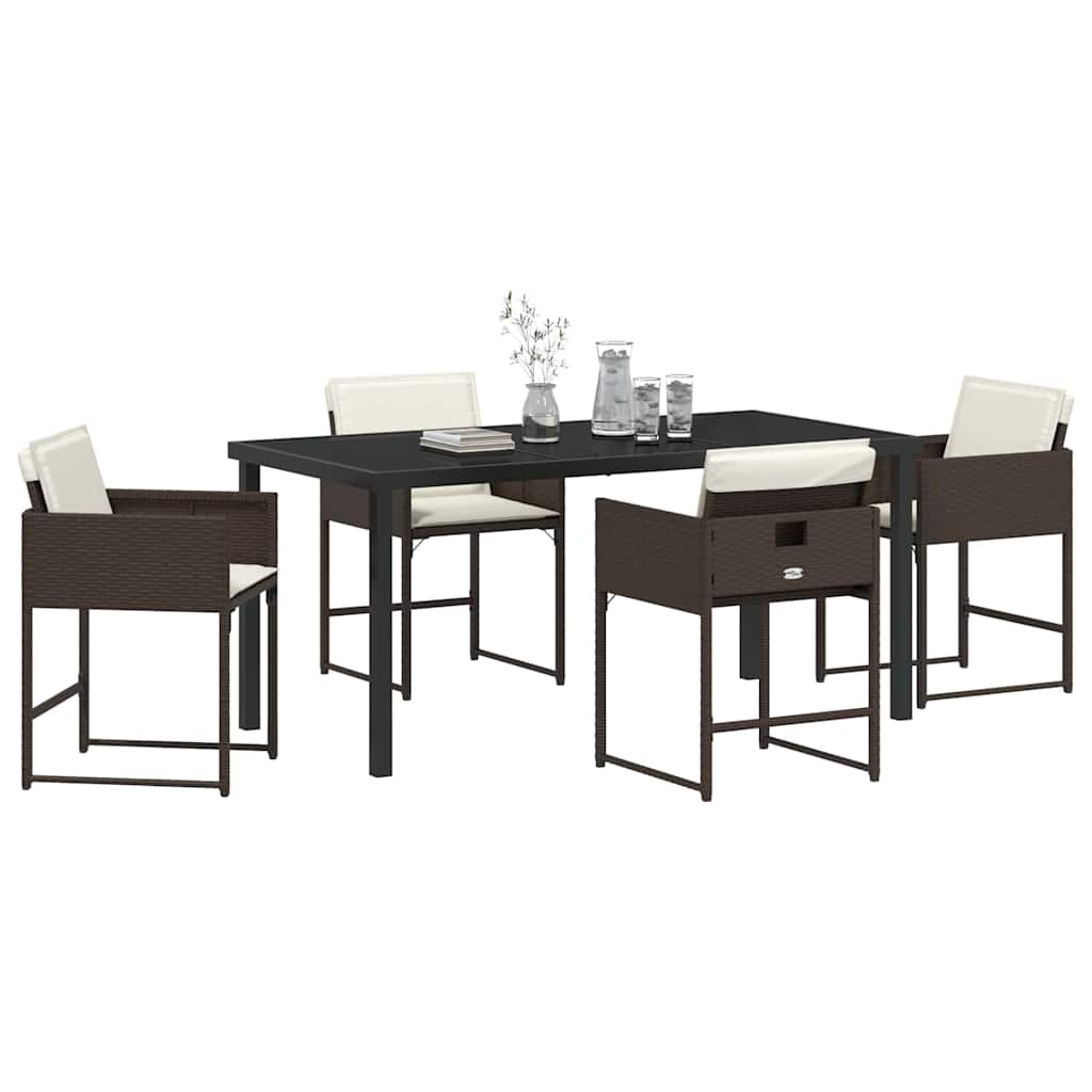 Ensemble de salle à manger pour jardin 5 pcs Marron polyrotin - XIOS