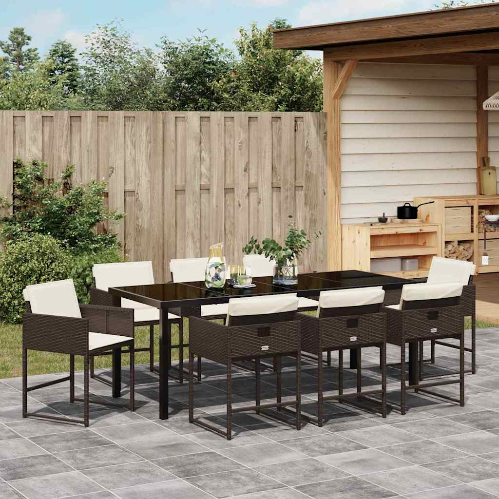 Ensemble de salle à manger pour jardin 9 pcs Marron polyrotin - XIOS