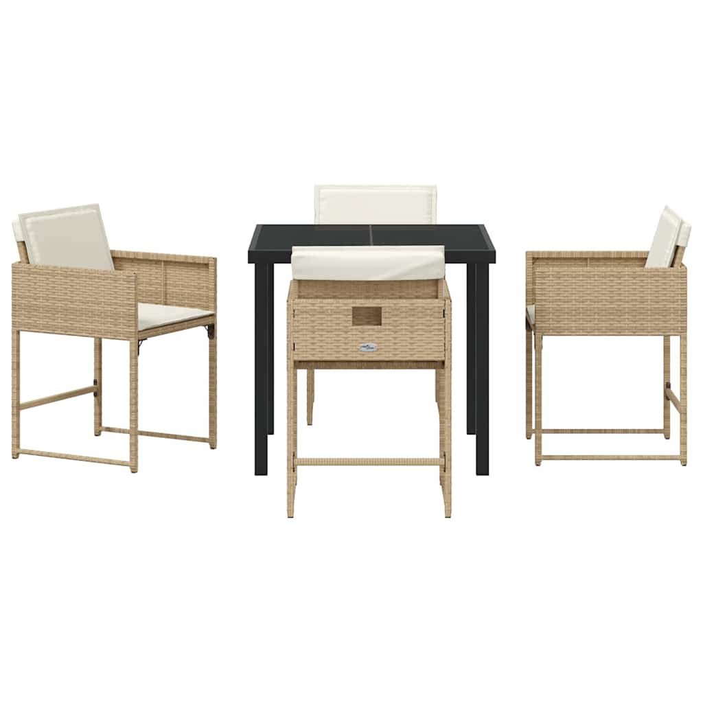 Ensemble de salle à manger pour jardin 5 pcs Beige polyrotin - XIOS