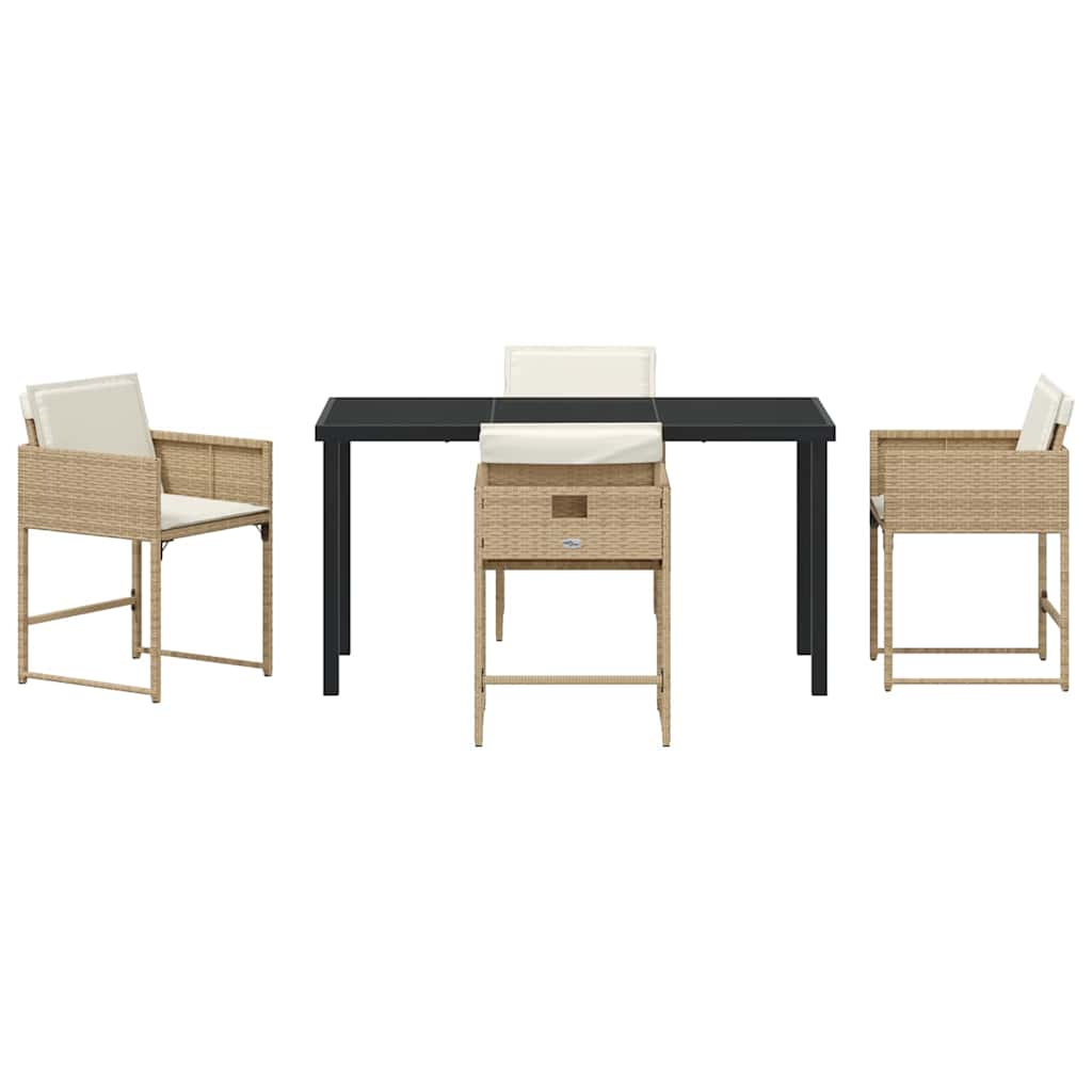 Ensemble de salle à manger pour jardin 5 pcs Beige polyrotin - XIOS