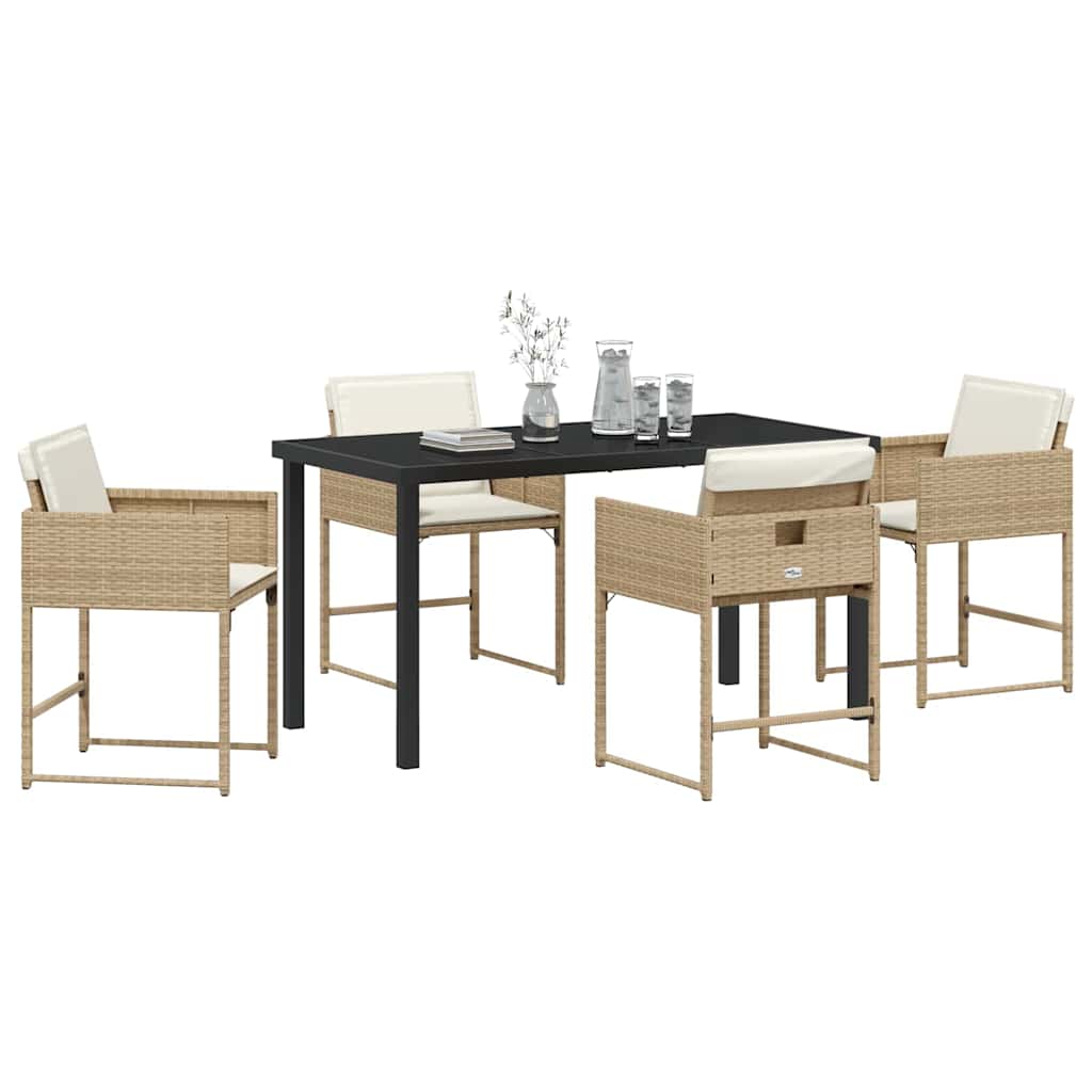 Ensemble de salle à manger pour jardin 5 pcs Beige polyrotin - XIOS