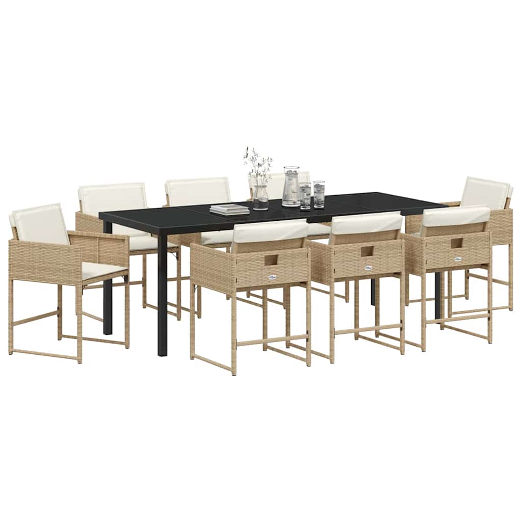 Ensemble de salle à manger pour jardin 9 pcs Beige polyrotin - XIOS