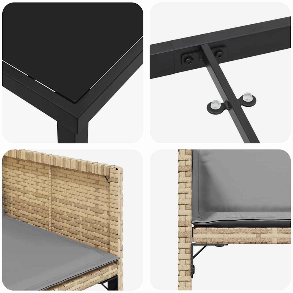 Ensemble de salle à manger pour jardin 5 pcs Beige polyrotin - XIOS