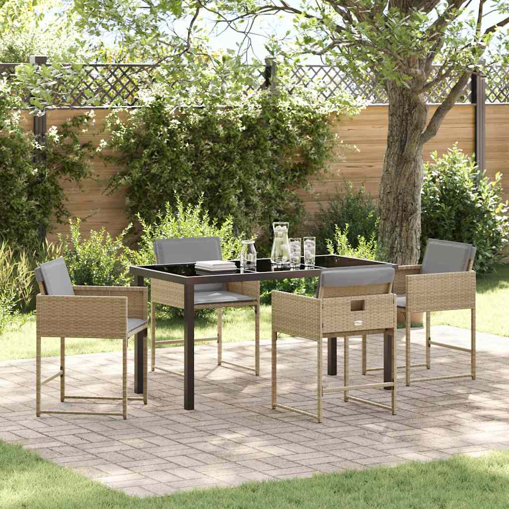 Ensemble de salle à manger pour jardin 5 pcs Beige polyrotin - XIOS