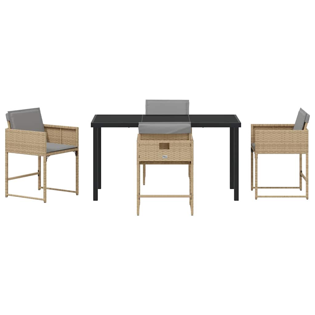 Ensemble de salle à manger pour jardin 5 pcs Beige polyrotin - XIOS
