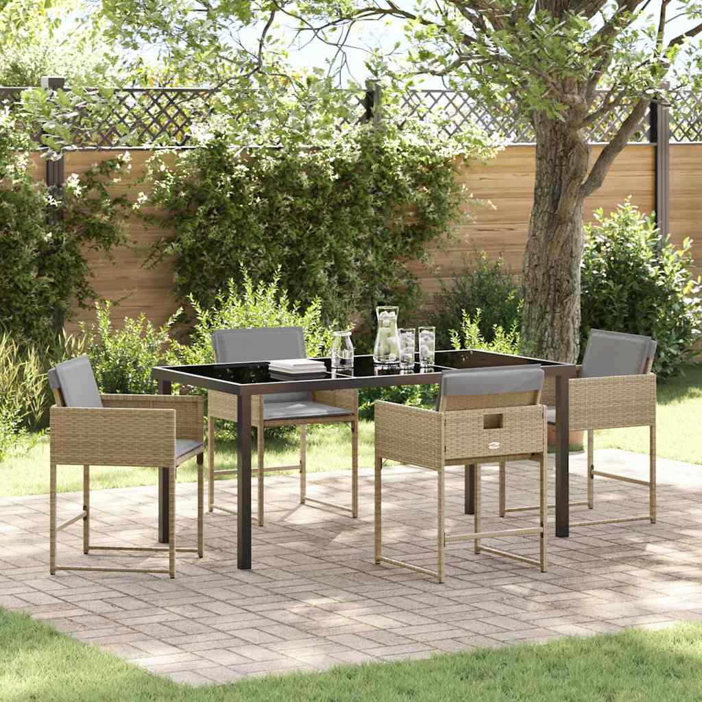 Ensemble de salle à manger pour jardin 5 pcs Beige polyrotin - XIOS