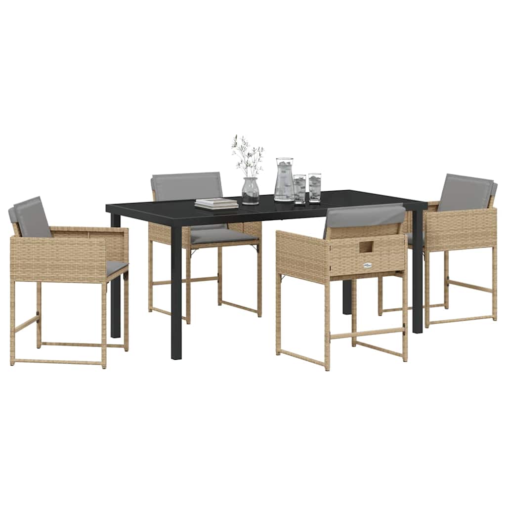 Ensemble de salle à manger pour jardin 5 pcs Beige polyrotin - XIOS