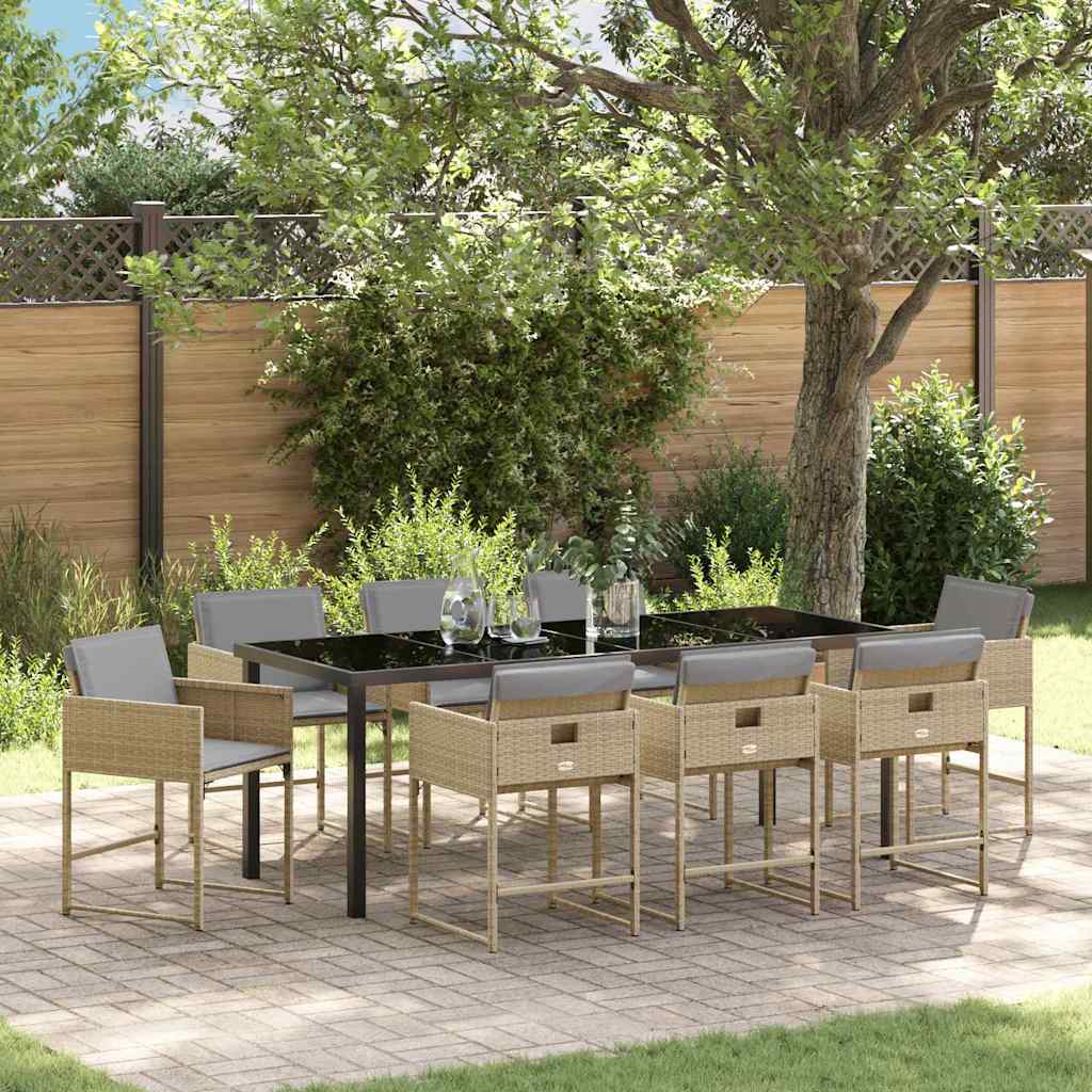 Ensemble de salle à manger pour jardin 9 pcs Beige polyrotin - XIOS
