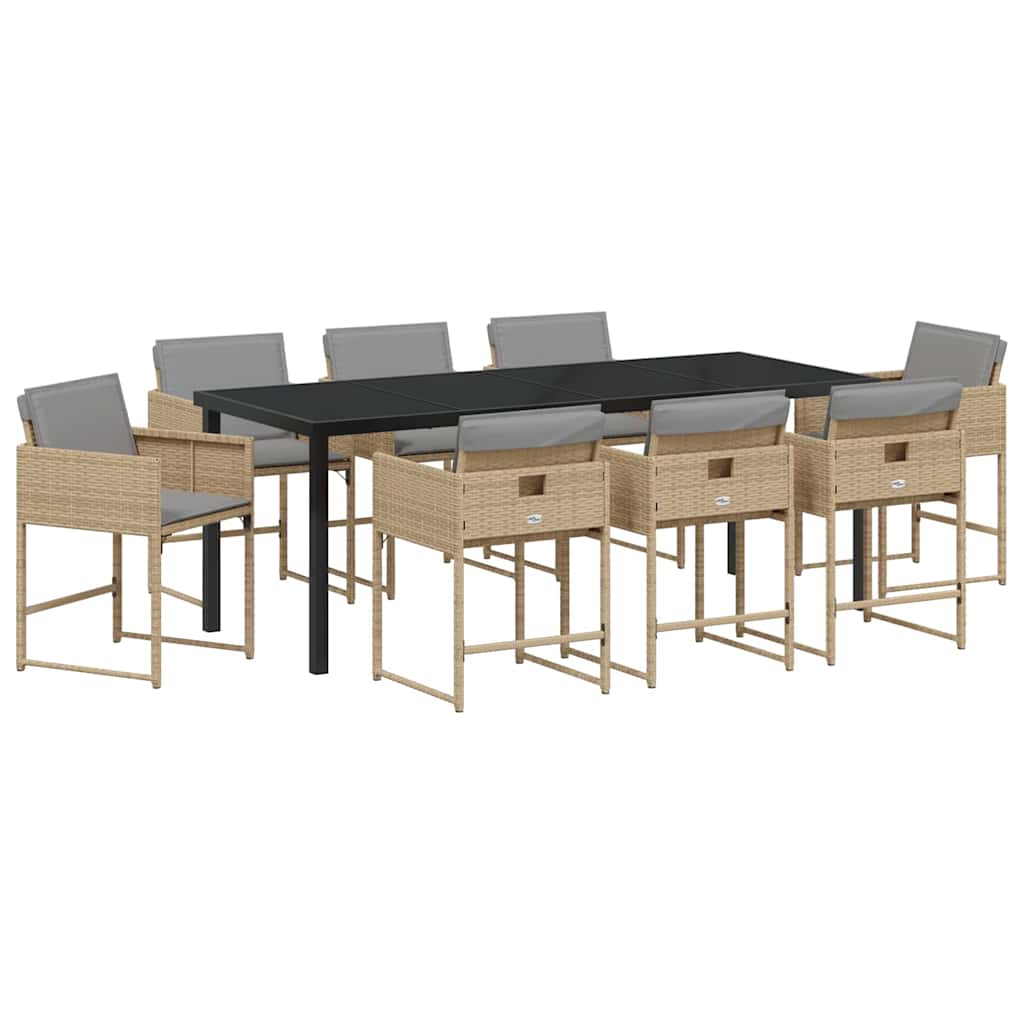 Ensemble de salle à manger pour jardin 9 pcs Beige polyrotin - XIOS