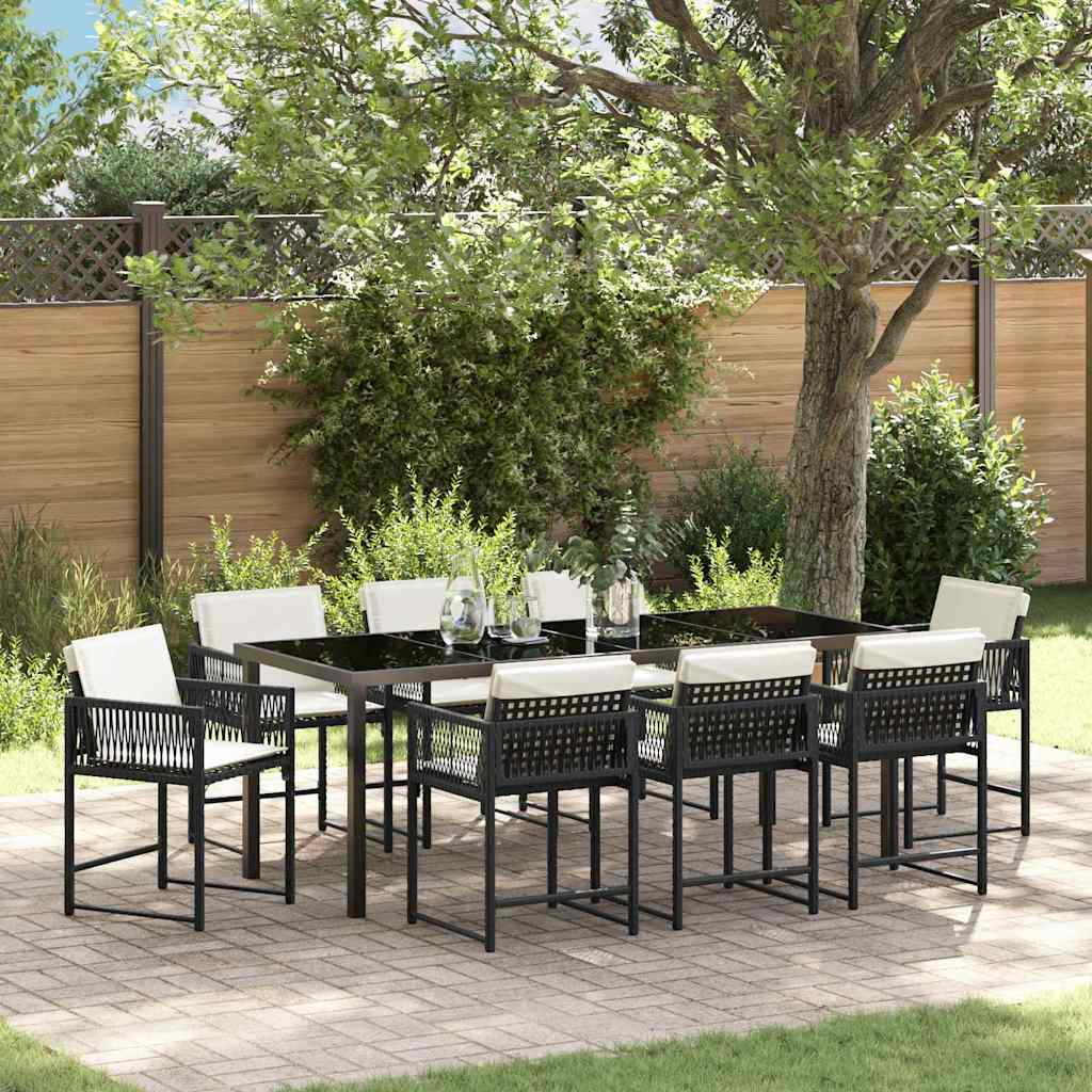 Ensemble de salle à manger pour jardin 9 pcs Noir polyrotin - XIOS