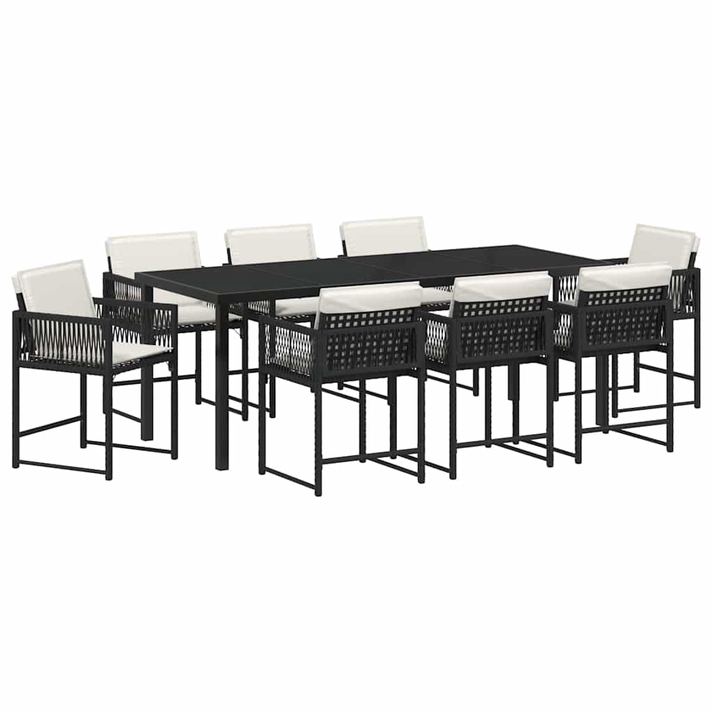 Ensemble de salle à manger pour jardin 9 pcs Noir polyrotin - XIOS