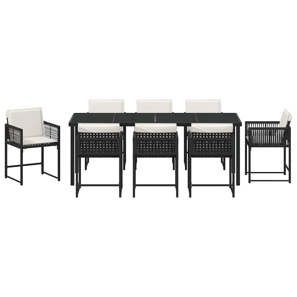 Ensemble de salle à manger pour jardin 9 pcs Noir polyrotin - XIOS