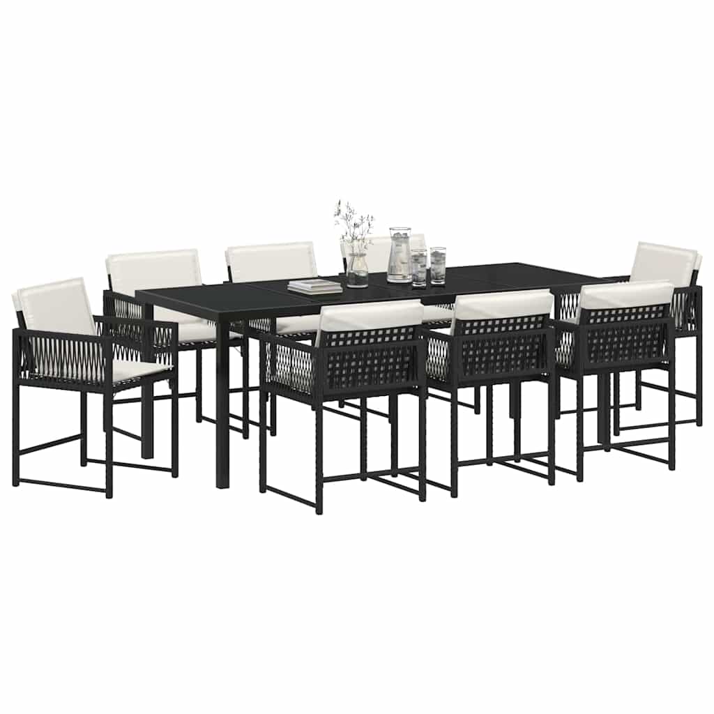 Ensemble de salle à manger pour jardin 9 pcs Noir polyrotin - XIOS