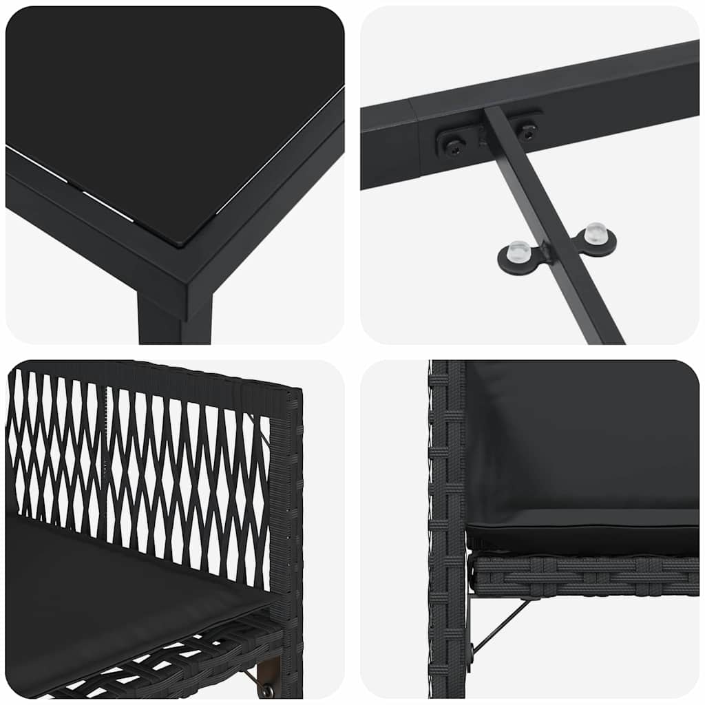 Ensemble de salle à manger pour jardin 5 pcs Noir polyrotin - XIOS