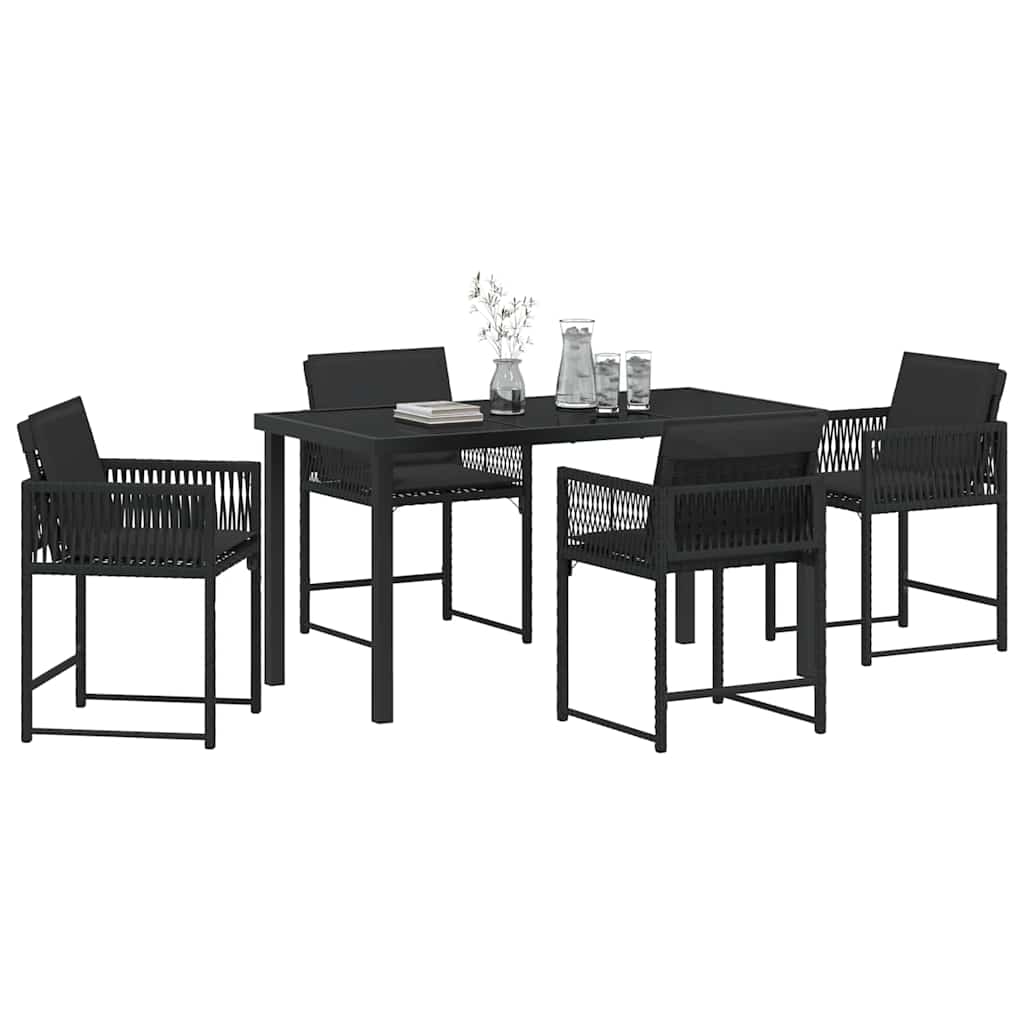 Ensemble de salle à manger pour jardin 5 pcs Noir polyrotin - XIOS