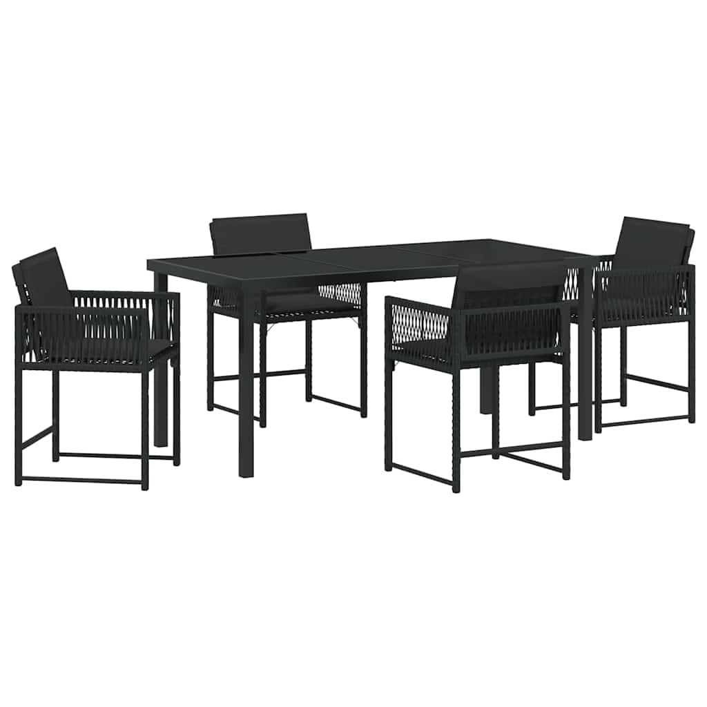 Ensemble de salle à manger pour jardin 5 pcs Noir polyrotin - XIOS