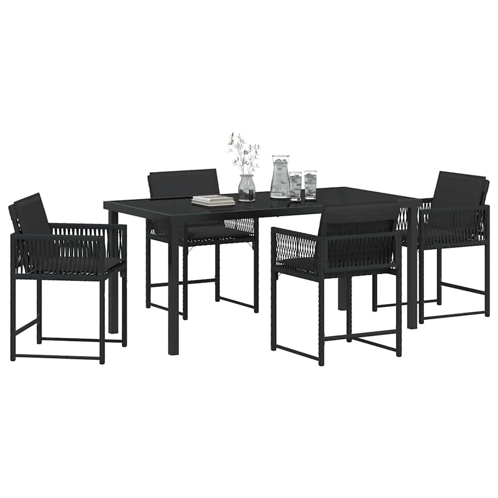 Ensemble de salle à manger pour jardin 5 pcs Noir polyrotin - XIOS