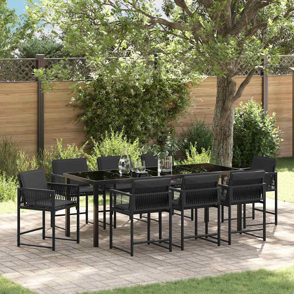 Ensemble de salle à manger pour jardin 9 pcs Noir polyrotin - XIOS
