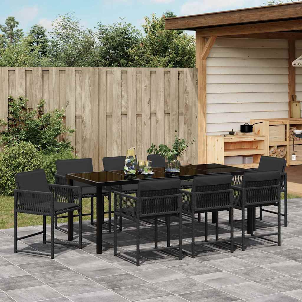 Ensemble de salle à manger pour jardin 9 pcs Noir polyrotin - XIOS