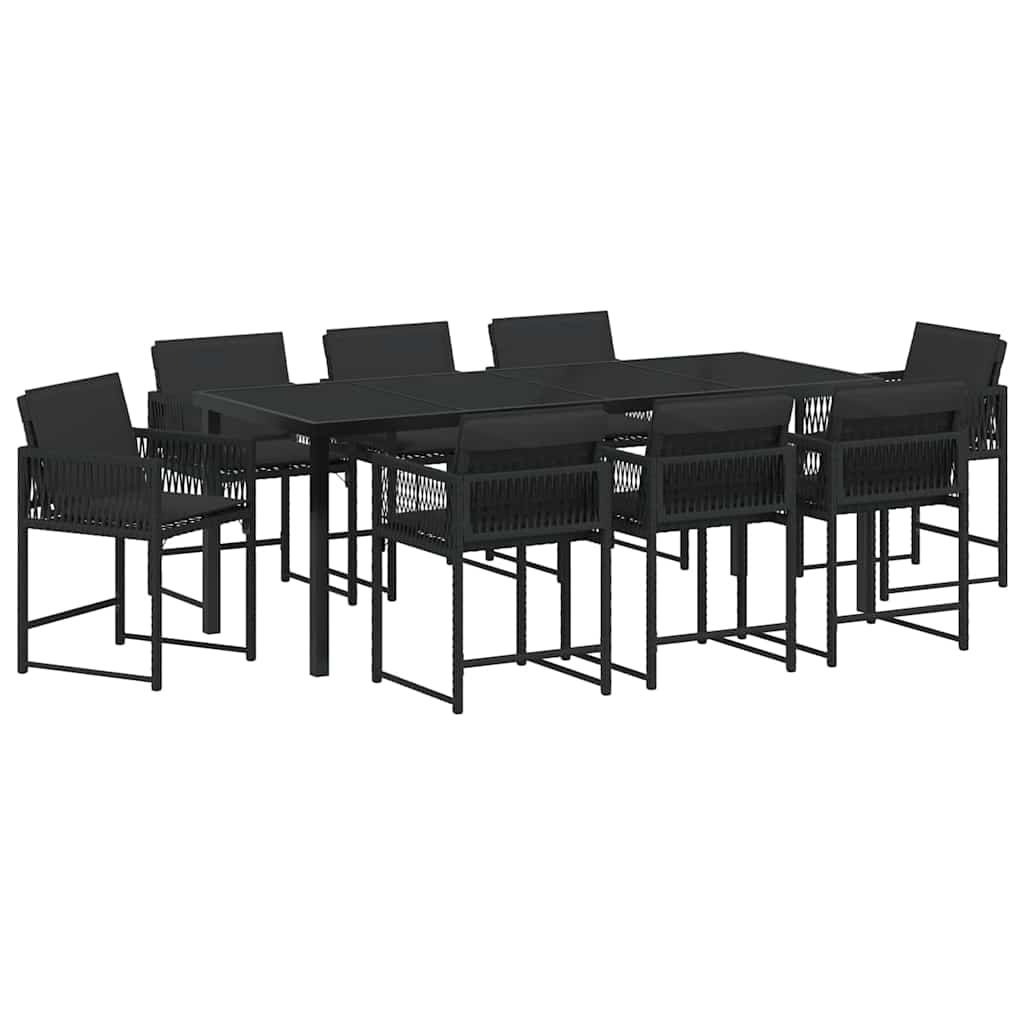 Ensemble de salle à manger pour jardin 9 pcs Noir polyrotin - XIOS